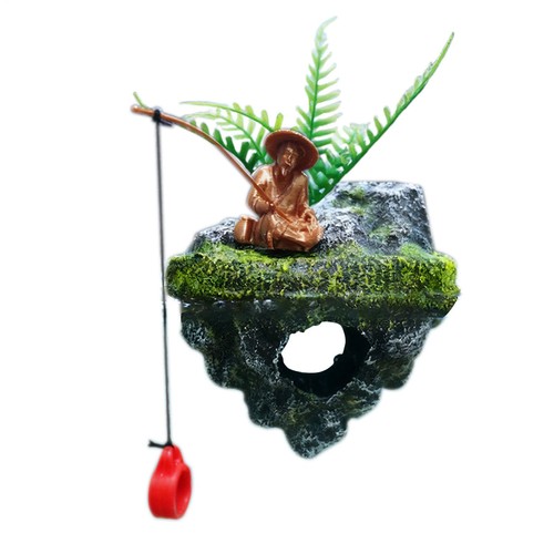 Aquarium floating island rock - island,