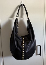 LINEA PELLE SLOUCHY LEATHER HOBO STYLE BAG WITH GOLD HARDWARE 