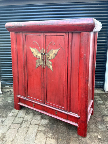 Antique red lacquered chinese - antique,