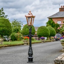 USED Ex-Display 1.5m Miniature Polished Copper Victorian Lamp Post & Lantern Set