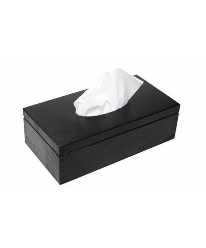 Black wooden tissue box - , napkin