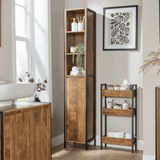 Locastra Bathroom Cabinet Storage Tall Floor Unit Tallboy 1 Door and Shelves