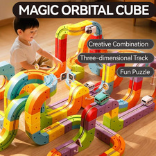 Magical Track Train USB Rechargeable 3D Building Tracks Cube Rails & Signs Gift