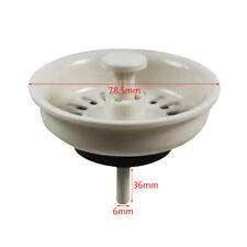 2x Kitchen Sink Basket Strainer Waste Drain Plug White for 78.5mm Diameter Hole
