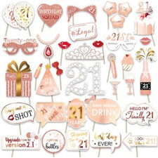 21st Happy Birthday Photo Booth Props Photography Party Decoration Selfie Kit