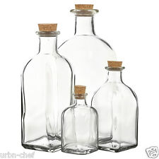 3 6 9 12 Glass Bottle Jars Vials Cork Lid Stopper Kitchen Food Storage Cruet Set