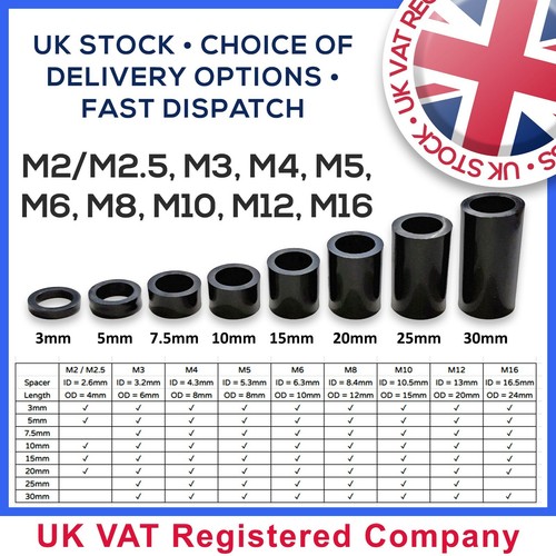 Black nylon spacers plastic - nylon,