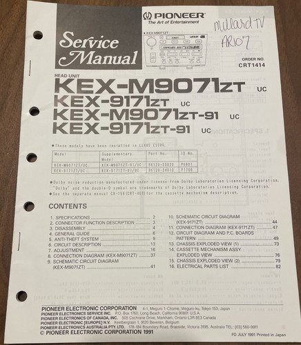 Pioneer kex m9071zt 9171zt - pioneer,