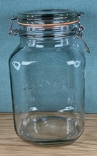 Genuine 8.5 inch KILNER clip Top Large Clear Squared Glass Kitchen Storage Jar