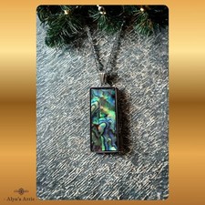 Abalone / Paua Shell Oblong Pendant - 20 inch / 51cm Stainless Steel Chain