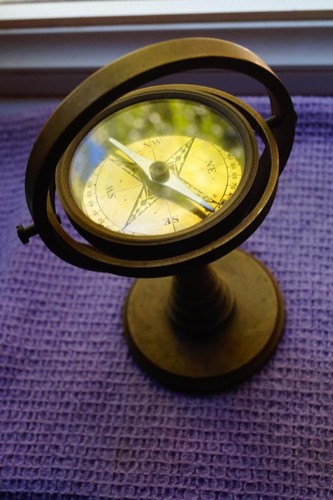 Vintage brass gimbal compass