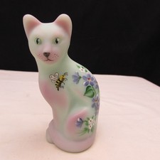Fenton Lotus Mist Burmese Ms. Chanel Hand Painted Stylized Cat LE 2002 W118
