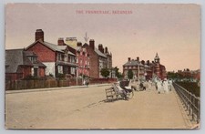 Skegness Promenade Vintage Postcard c.1912 Coloured View People Bath Chair