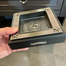CHROME HEARTS Ebony Wood Metal Ashtray Rolling Change Tray W Gift Box + Dust Bag