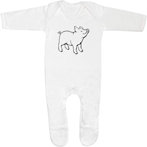 Contented pig baby romper - 'contented, pig'