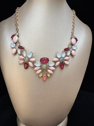 Gold tone pink berry floral - gold,