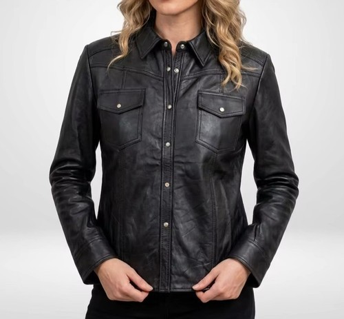 Womens black leather - black, shirt