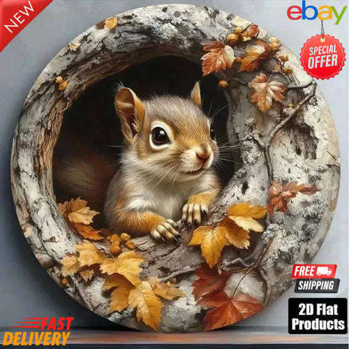 Squirrel garden plaque - garden, metal