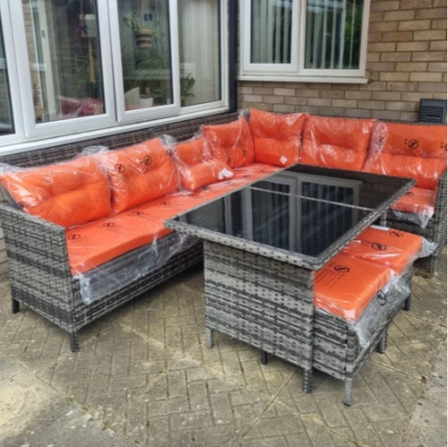 Large rattan dining - large, corner