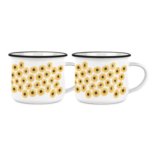 Sunflowers mugs set yellow - -,