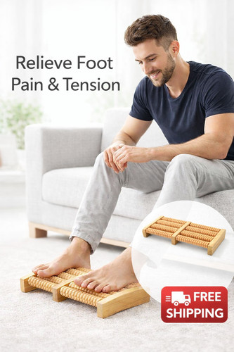 Roller wooden foot massager - wooden,