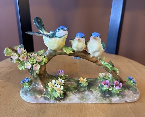 Vintage porcelain blue tit - vintage,