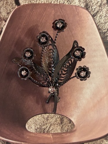 Ladies black design brooch - ladies,