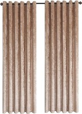 Crushed Velvet Curtains Eyelet Ring Top Ready Made Lined Curtain Pair Panels
