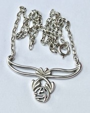 Rennie Mackintosh Vintage 925 Sterling Silver Necklace With Rolo Chain 16 Inches