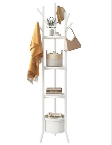 Steel coat rack with - coat, wooden