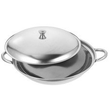  Stainless Steel Camping Cook Pot Cooking Pan Skillet with Lid Large