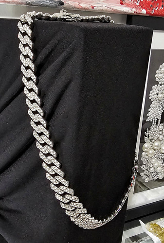 Silver tone rhinestone iced - silver,