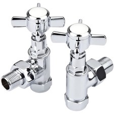 TRADITIONAL ANGLED TOWEL RAIL RADIATOR VALVES TAPS 15mm SOLID BRASS