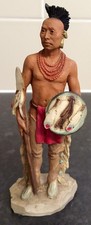 Genuine Castagna 1990 Native American Indian with Spear and Shield Mohican Resin