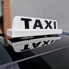 Taxi Sign for Glass, Metal, Carbon, Aluminium Roof - Vacuum Suction Mounted