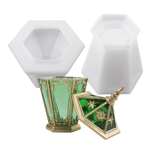 Hexagon jar resin mold with - hexagon,