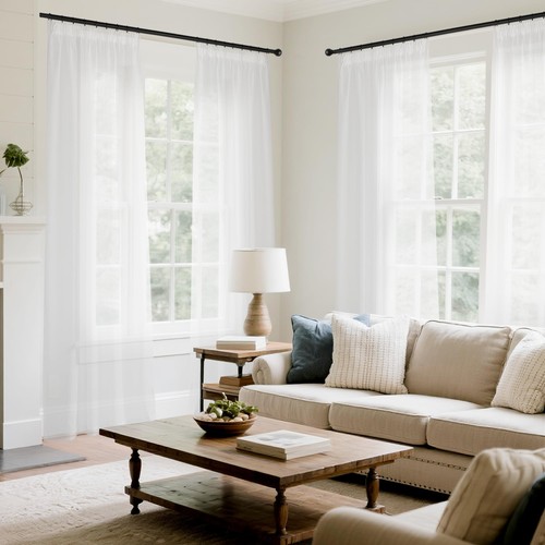 Short white curtains set - set, of