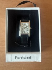 LADIES WOMENS RIVER ISLAND BLACK STRAP RECTANGLE WATCH RRP £40**NEW**