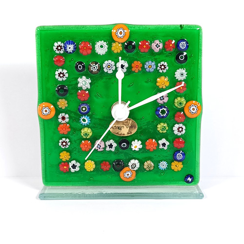 Murano glass desk clock green - murano,