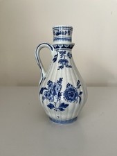 Royal Delft De Porceleyne Fles Blue Vintage Oil Pitcher Floral 1960’s