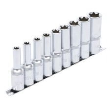 KIT 9 EXTRA LONG SOCKETS SQUARE 1/2 TORX PROFILE E 10 11 12 14 16 18 20 22 24