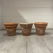 3 Vintage Terracotta Pots 12cm