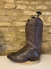 Vintage Sendra Mens Brown Leather Cowboy Boots UK 9 Made In Spain Western