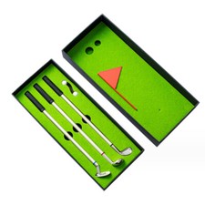 1set Mini Golf Club Putter Ballpoint Pen Golfers Gift Box Set Desktop Decoration