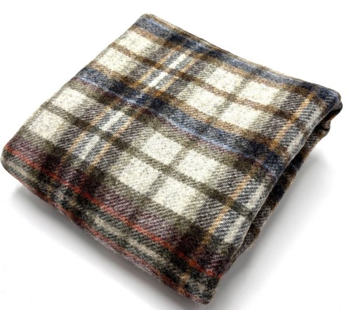 Red blue check wool fabric - wool,