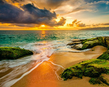 Paint by Numbers for Adults - Beach DIY Painting, Sunset at Seascape on Canvas -