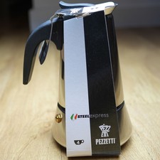 NEW! GENUINE Pezzetti Moka Pot Stove Top Coffee Maker 4 cup ITALIAN STAINLESS