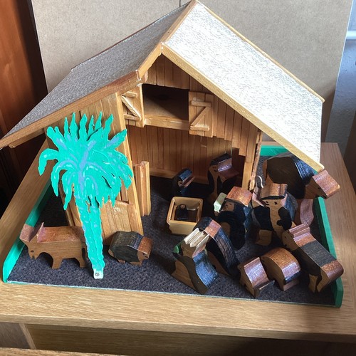Wooden vintage nativity - wooden,
