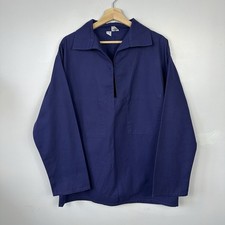 Vintage French Smock, Fisherman Artists Nautical, Indigo Navy, 48, Mens Large/XL