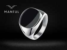 Onyx Silver Signet Ring Men's Minimalist Jewellery Gift